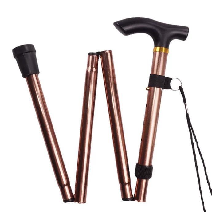 Collapsible Aluminum Trekking Poles for Hiking & Travel - Five-Section Telescopic Cane for Elderly Climbing