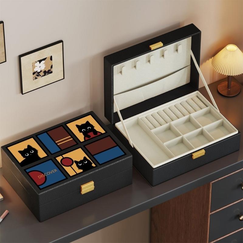 Retro PU Leather Jewelry Organizer Hard Case Jewelry Organizer For Travel Storage And Home Decors Tarnish Resistant Protections