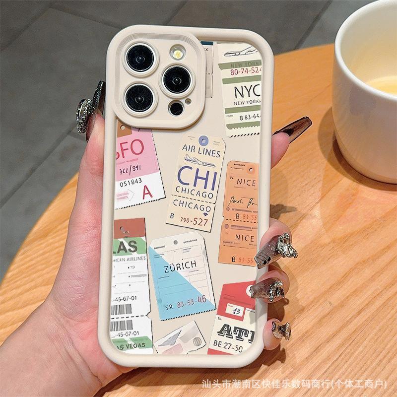 INS Travel Label Applicable iPhone11/12/13/14/15Pro Apple 16ProMax Mobile Phone Case