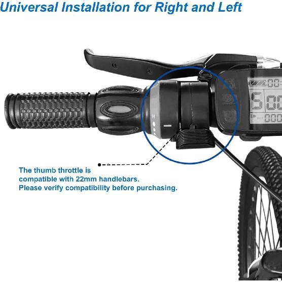 Upgraded Ebike Thumb Throttle 130X,Waterproof 3-Pin Connector for 12V-72V Ebike Throttle,Left/Right Universal Fit 22.2mm Handlebar,Speed Control