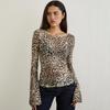 Off-Shoulder Floral Animal Print Slimming T-Shirt for Summer and Autumn
