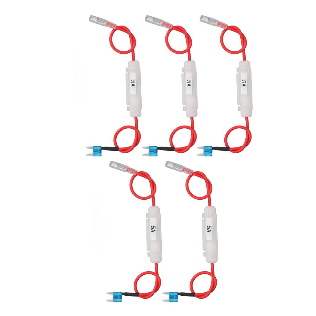 15A Blade Holder Connector, 5A Glass Tube, 16 AWG 12 Inch Red Wire 6 X 30mm, Ideal for Tight Spaces, with Quick Insertion and