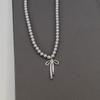 Gray Pearls Bowknot Pendant Necklace for Women Girls Graceful Butterfly Choker Chain Jewelry Gift Accessories