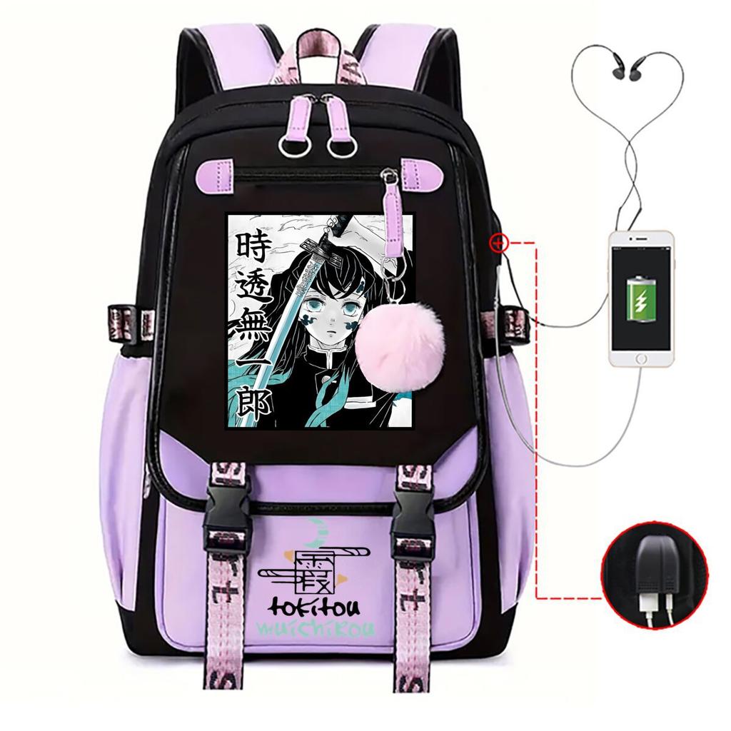 RiMan Peripheral Cartoon Printing Primary and Secondary School Students Backpack Outdoor Travel Backpack Unisex Schoolbag
