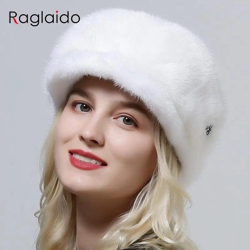 Winter Brim Hats For Women Ear Cover Luxury Domo Natural Mink Fur Cap High Quality Cold Cap Women Real Mink Fur Winter Fur Hats