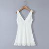 Sweet Chic Embroidered Mesh V-Neck Open-Back Slim-Fit Dress