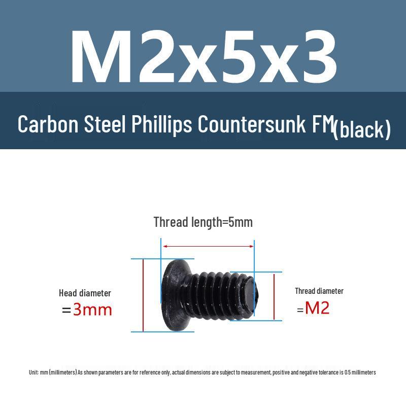 Iron Plated Nickel FM Phillips Head Countersunk Screw - Carbon Steel Black Flat Head Machine