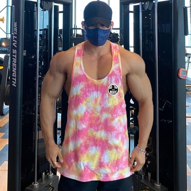 

Мужская спортивная одежда, летняя дышащая сетчатая футболка без рукавов, одежда для бодибилдинга, фитнеса и тренировок для мужчин, майка с круглым вырезом XXL красный