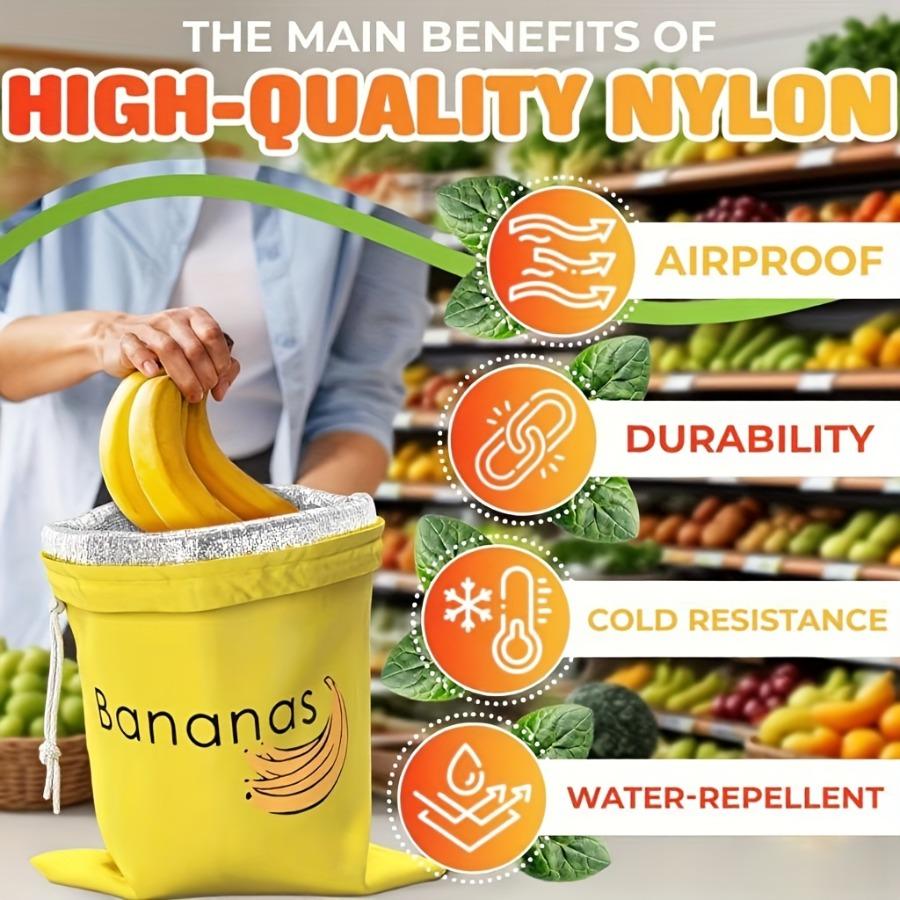 2pcs Banana and Lettuce Fresh-Keeping Bags, Triple-Layer Aluminum Foil Lining with Drawstring Design, Suitable for Refrigerator