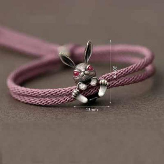 Mistletoe 925 Sterling Silver Adjustable Lovely Rabbit Bracelet