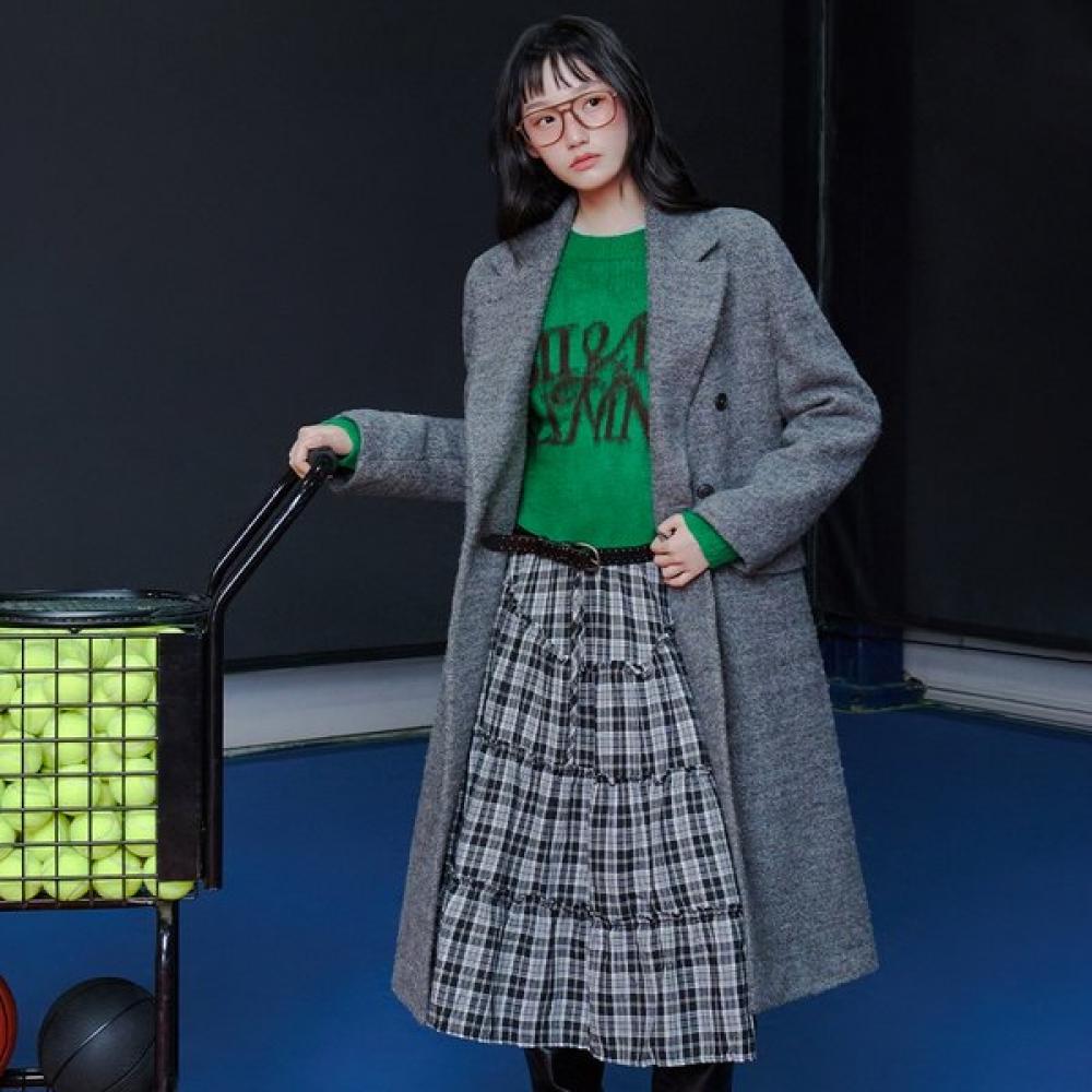 Lap Double Button Straight Fit Long Coat Ar4wtb72 KH (khaki)/M