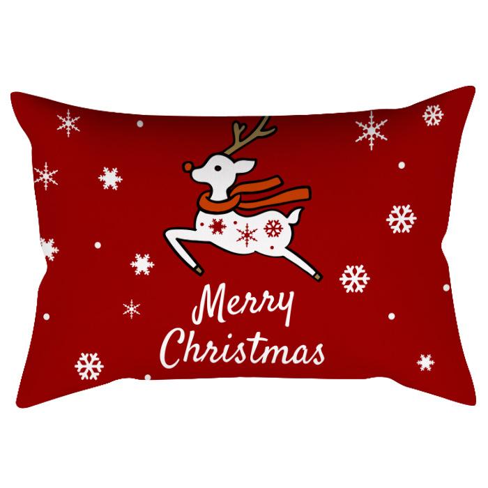 Weihnachten Bedruckter Pfirsich Samt Taillenkissenbezug Weihnachtsmann Schneeflocke Heimdeko Feiertags-Kissenbezug Dekokissen