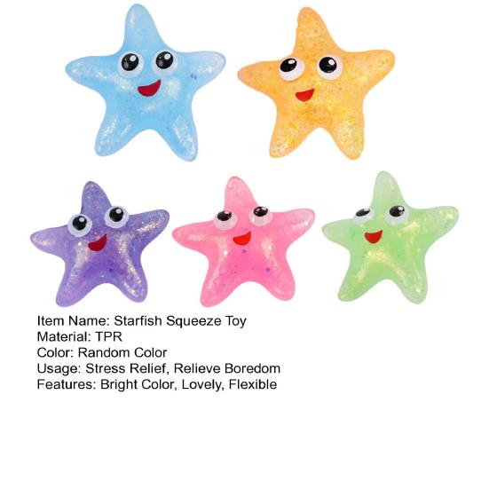 Starfish Squeeze Toy Cozy Touch Soft Rebound Shine Sequins Mini Cute Pinch Toy Relieve Stress TPR Creative Squishes Decompression Toy Party Favor