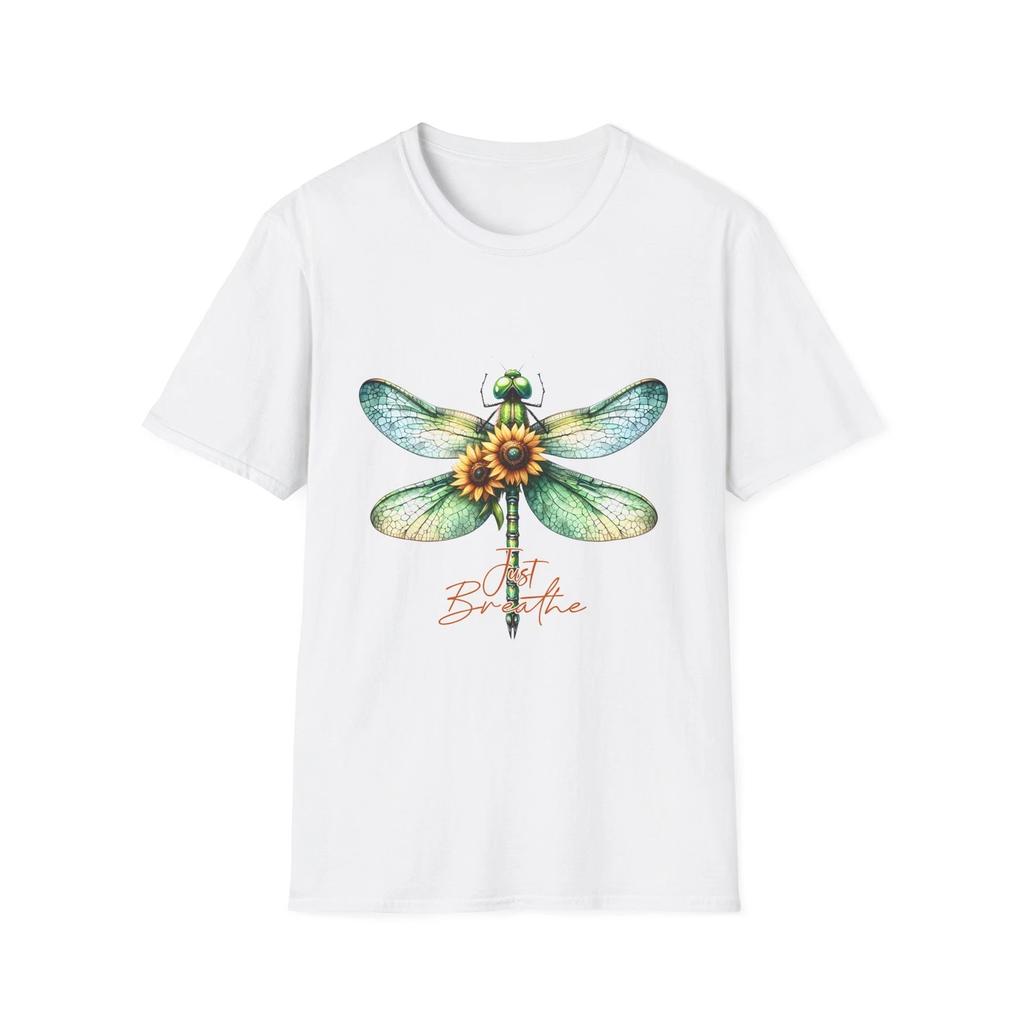 Inspirational Dragonfly T-Shirt, Just Breathe Tee, Nature Lover Gift, Relaxation