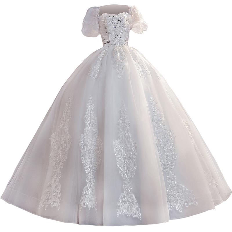 2025 Simple Princess-Style Floor-Length Maternity Wedding Dress for Petite Brides
