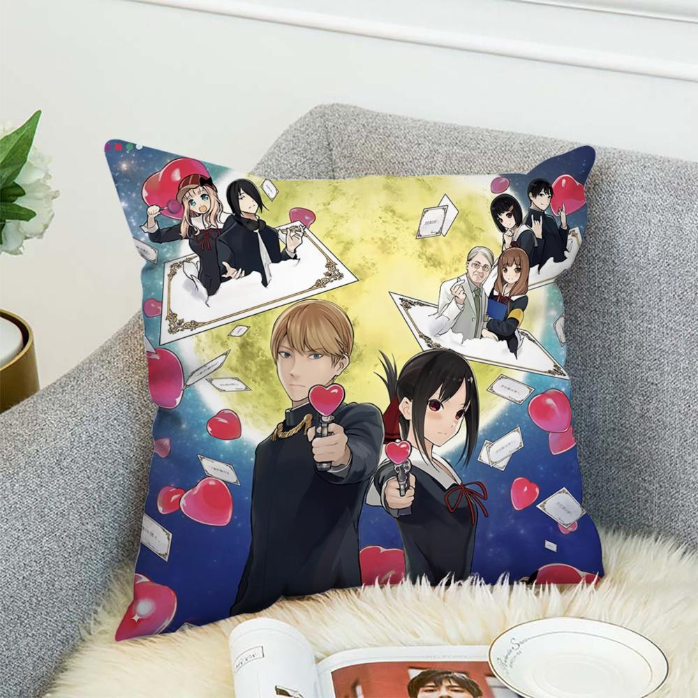 Fronha Kaguya Sama Love Is War Para Carro Sofá Decorativa Casa Estampa Dupla Face Pelúcia Quadrada Almofada de Lançamento Capa de Almofada