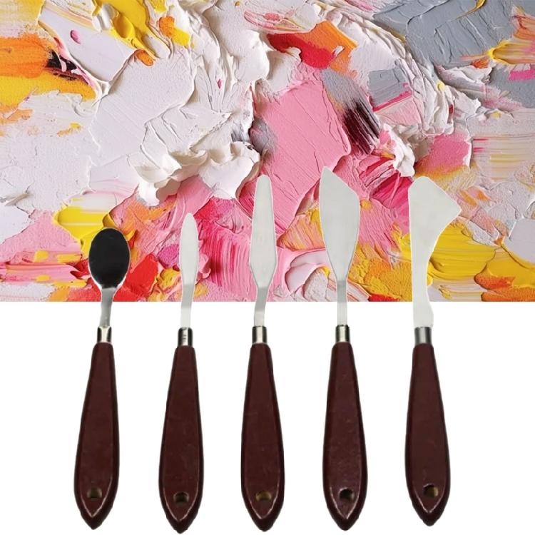 5 Pcs Painting Mixing Scraper Painting Spatula Set Palette Scraper Set Painting Tool for Canvas Painting