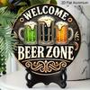 2D Flat Aluminum 7.87 Inch X 7.87 Inch Wall Hanging with Three Beers and Hops Design. Retro Beer Theme. Suitable for Bars, Living Rooms, Kitchens
