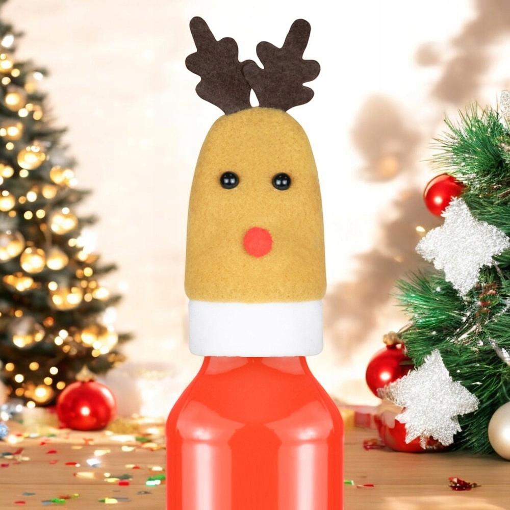 5x REINDEER cap for a bottle of liqueur, cutlery CHRISTMAS TABLE DECORATION