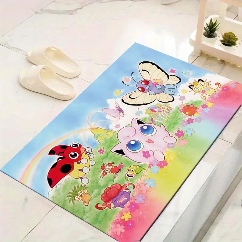 1Pc Butterflies Flowers Fantasy Printed Flannel Rug Soft Non Slip Carpet for Bedroom Living Room Office Floor Outdoor Home Decor Xmas Gift K1511