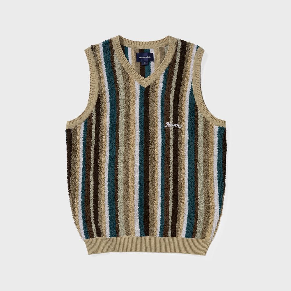 Этот полосатый вязаный жилет бежевого цвета S