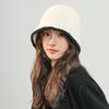 Bucket hat women's autumn and winter versatile color matching basin hat simple and fashionable face small face cover plush bucket hat winter