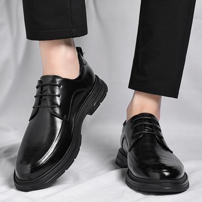 Black Men's Formal Leather Shoes Classic Gentleman Style Outdoor Leisure Business Party Daily Office Wedding Elegant Shoes