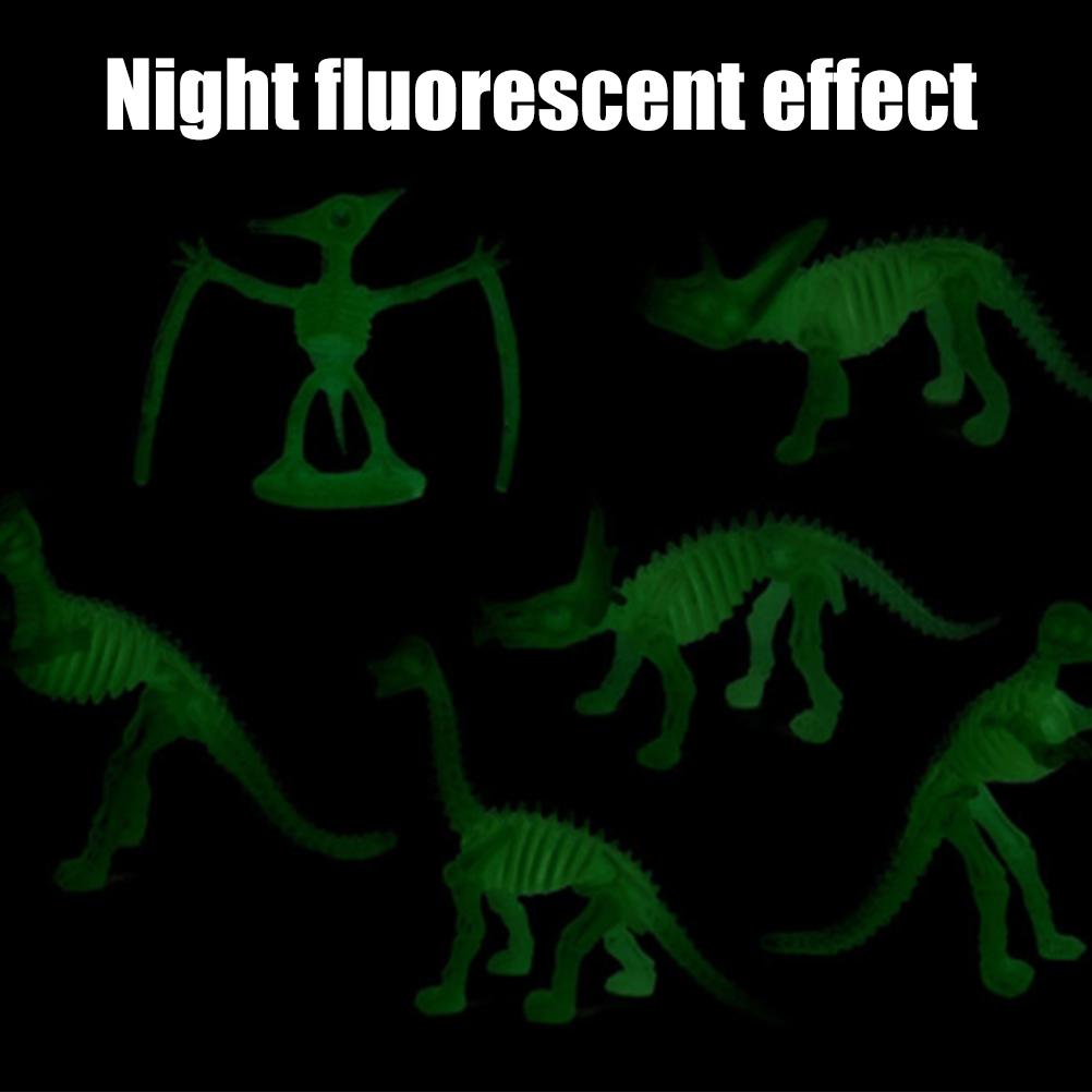 12Pcs Luminous Dinosaur Fossil Skeletons Simulation Tyrannosaurus Rex Brachiosaurus Triceratops