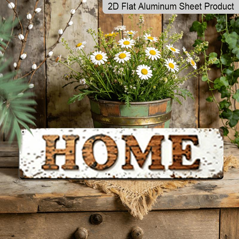 1pc 15.7×3.94inch Metal Sign Rustic "HOME" Metal Sign - Vintage Farmhouse Decor for Kitchen, Living Room or Entryway - Distressed White and Brown