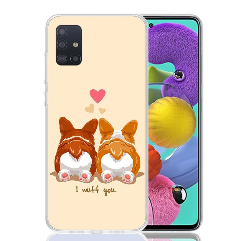 Cartoon Corgi Cute Dog Phone Case For Samsung Galaxy A52 A32 A22 A12 A02S A50S A30S A51 A31 AA71 Note 20 Ultra 10 S10 Plus Galax