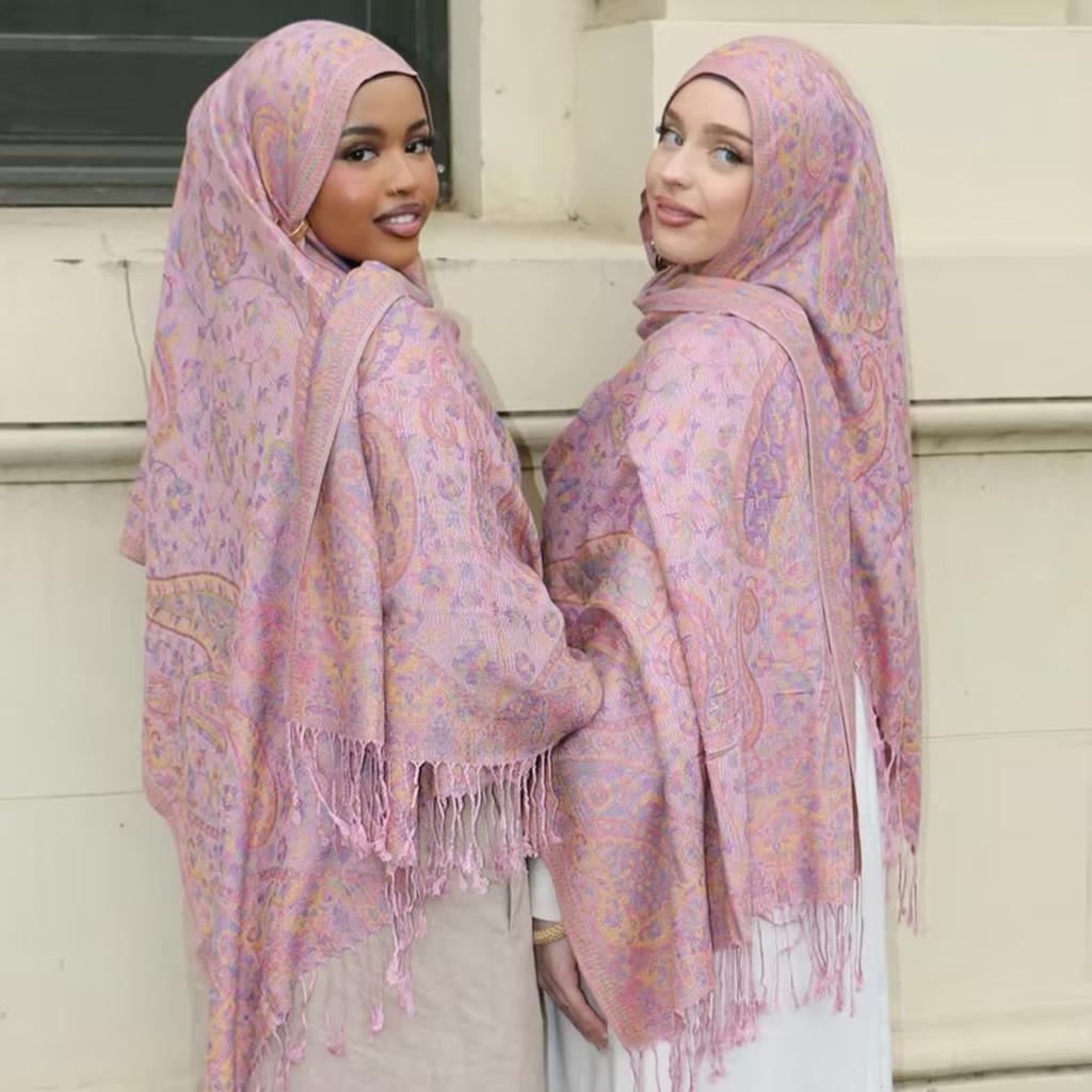 Paisley Scarf Hijab Cashmere Feeling Pashmina Shawls Tassel Hijab Head Wraps Femme Winter Scarves Foulard Bufanda