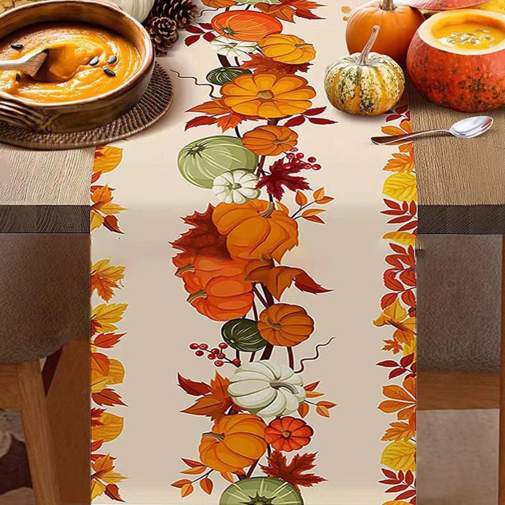 Christmas Table Runner Linen Holiday Decor Creative Halloween Thanksgiving Tablecloth Festive Atmosphere
