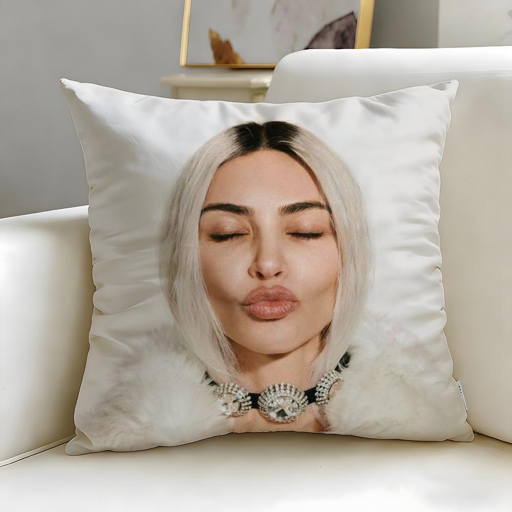 Popular Celebrity Kim Kardashian Cushion Cover Soft & Easy-Wash Pillow Case – Versatile For Couch, Bed, Travel And Office