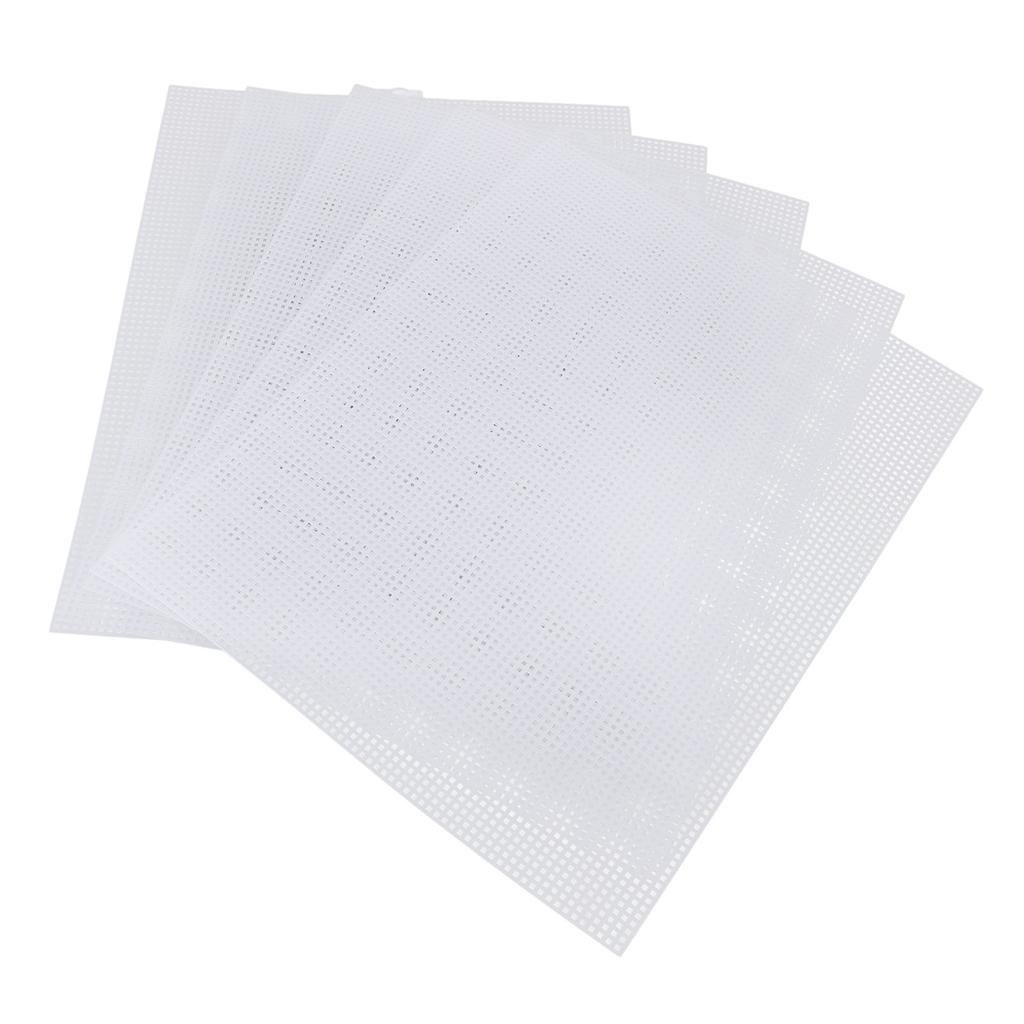 5 Pcs Plastic Mesh Canvas Sheet 7 Count 33.5x26cm White Plastic Canvas Eye Mesh with 4 Knitting
