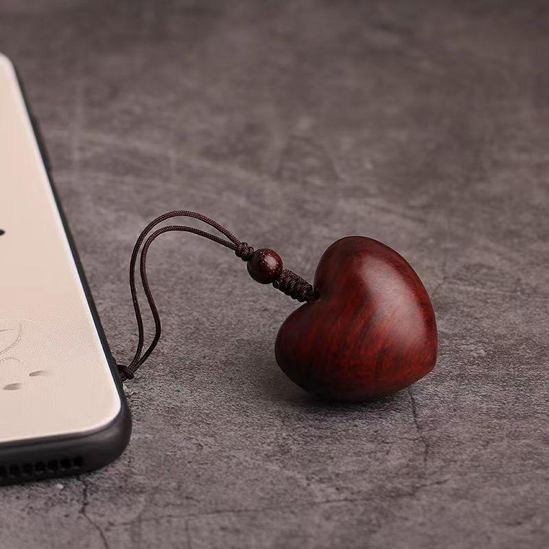

Творческий простой палисандр красный любовь женщина мобильный телефон цепочка ручной работы из цельного дерева автомобильный брелок пара подарков