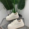 Women's Height-Boosting Lightweight Canvas Shoes - Autumn 2025 Collection: Versatile Lace-Up White Sneakers