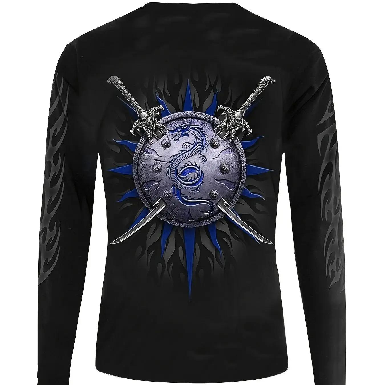 

Мужская футболка с круглым вырезом и длинными рукавами Red Dragon & Sword, весна-осень 6XL