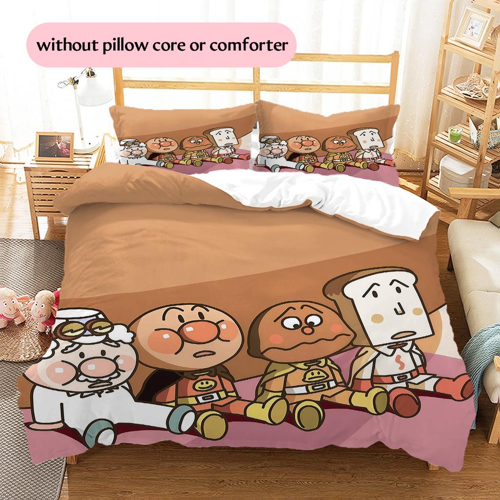 Anpanman Pattern Bedding Quilt Set  Home Decoration  Gift (1 * duvet cover + 2 * pillowcase  without core)