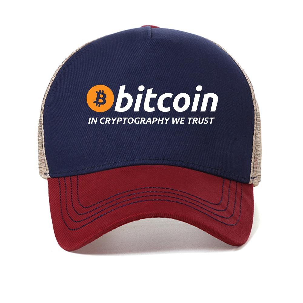 Bitcoin In Cryptography We Trust Caps A For Man Cryptocurrency Baseball Cap Men Adjustable Mesh Trucker Hat Casquette