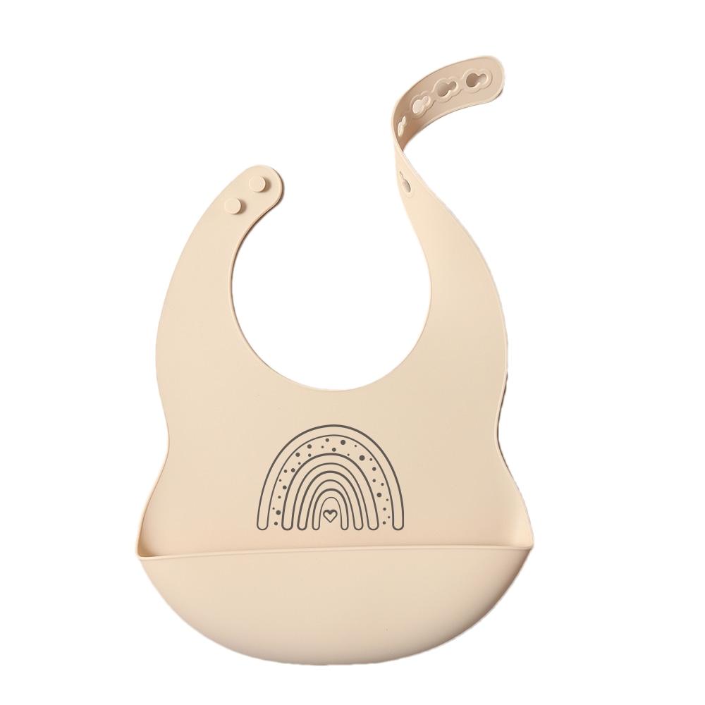 NEW Custom Cartoon deer rainbow Silicone Baby Bib with & pattern Food-Grade solid Feeding Bib DZ31