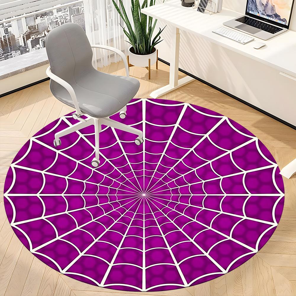 1pc Spider Web Office Round Area Rug, Indoor Mat Suitable ForOffice, Under Office Chairs Bedroom Living Room Home Decor, Room Decot077