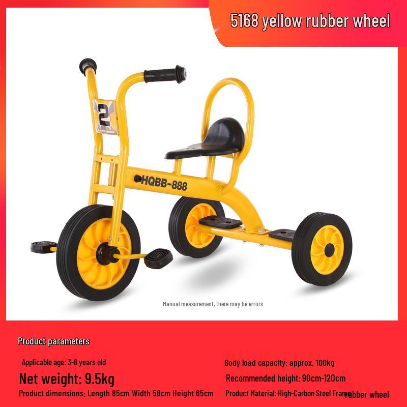 Children's Double Pedal Tricycle with Basket for Outdoor Play