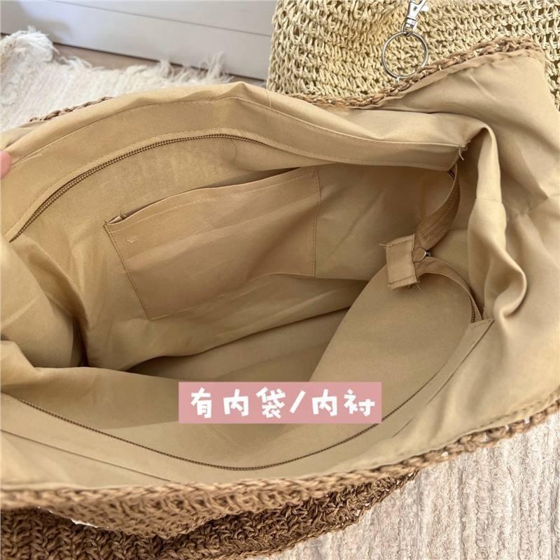Wind Large Capacity Shoulder Straw Bag Women's Summer Seaside Vacation Beach Woven Bag Straw Bag Lazy Wind  New