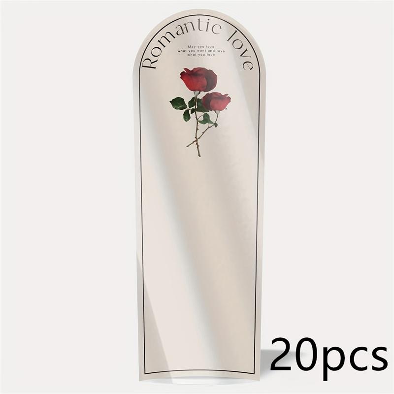 20pcs Transparent OPP Three-dimensional Rose Wrapping Bag Single Flower Packaging Bag Perrfect For Valentine's Day Gift Packaging