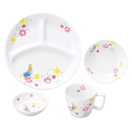 OGISO Peter Rabbit Fleur 4-Piece Reinforced Porcelain Dinnerware Set (Dishwasher and Microwave Safe)