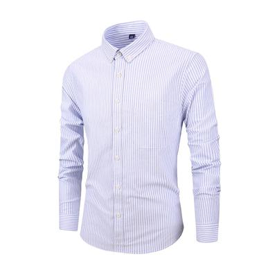 Herren Baumwolle Gestreiftes Oxford Langarm Slim Hemd