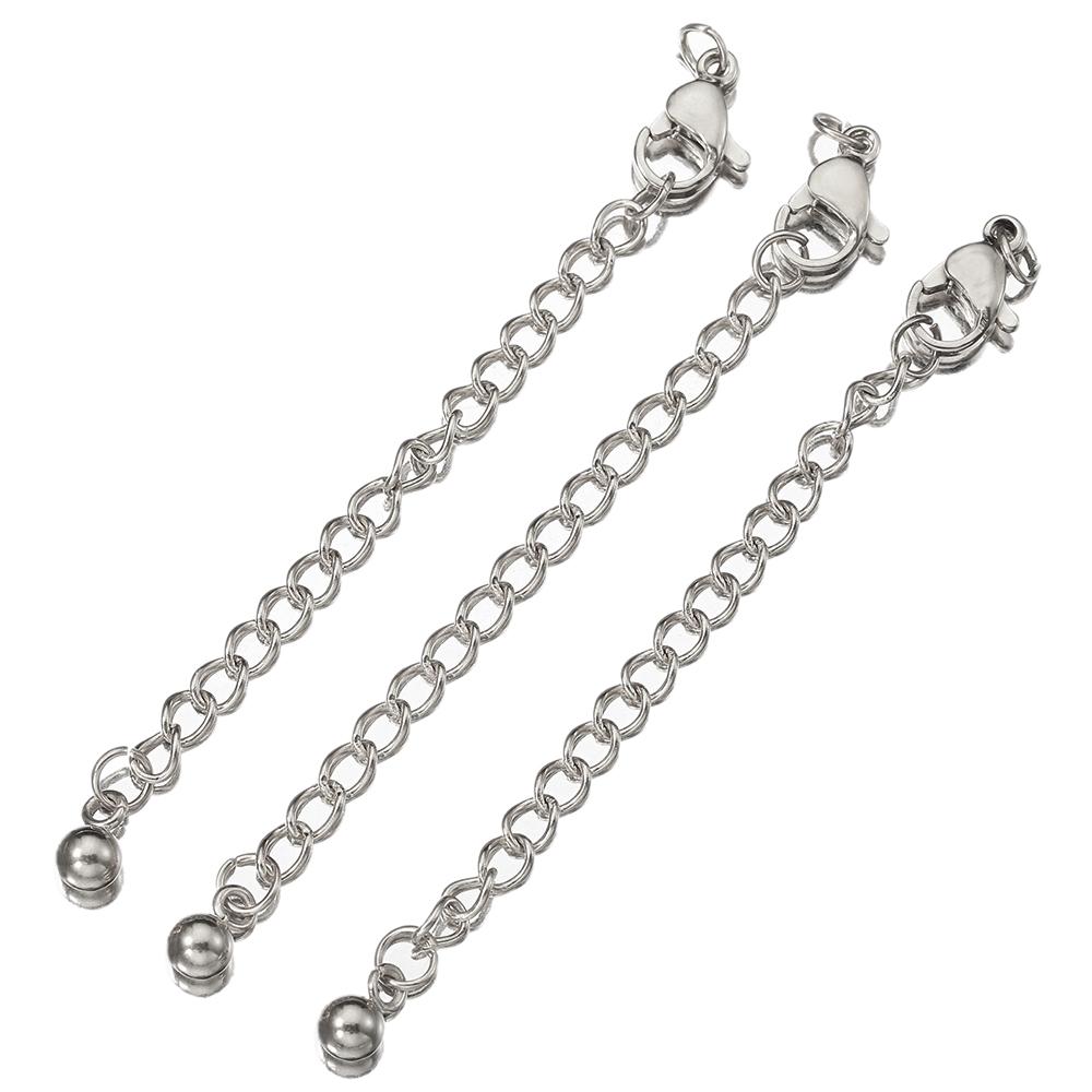 

No Fade 10pcs 5pcs Stainless Steel Extension Chain Extended Connector Ball Tail Chain for Bracelet Necklace Jewelry Making DIY 5pcs