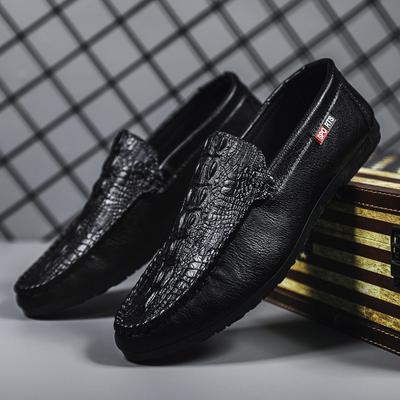Summer One-Pedal Casual Trend Crocodile Pattern Beanie Shoes Men'S Versatile Lazy Loafers
