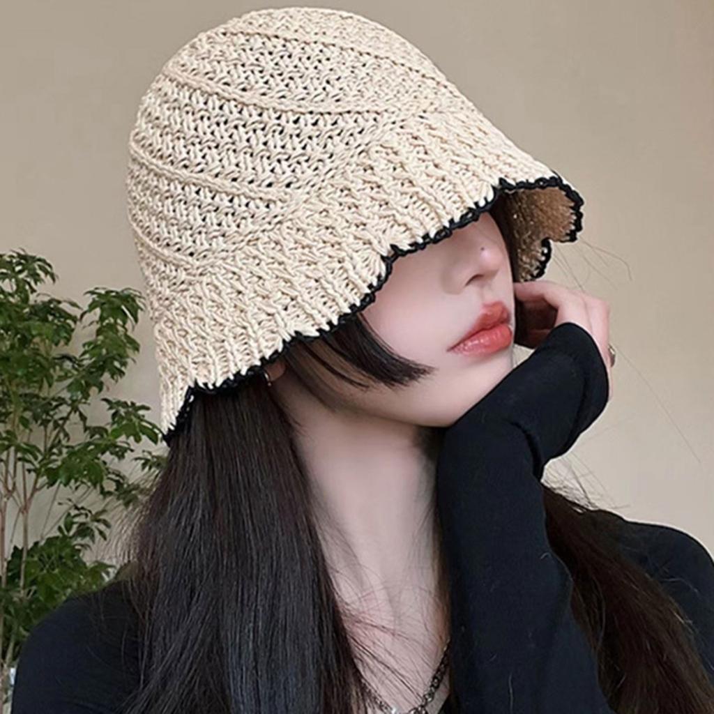 Knit Bucket Hat for Womens Handmade Foldable Floppy Fisherman Hat Knit Hat Fashion Cute Vintage and Casual
