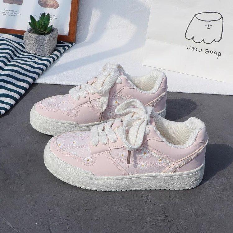 Campus sweet peach baseplate Korean breathable thick baseplate shoes women's 2025 new autumn niche ins shoes little white shoes